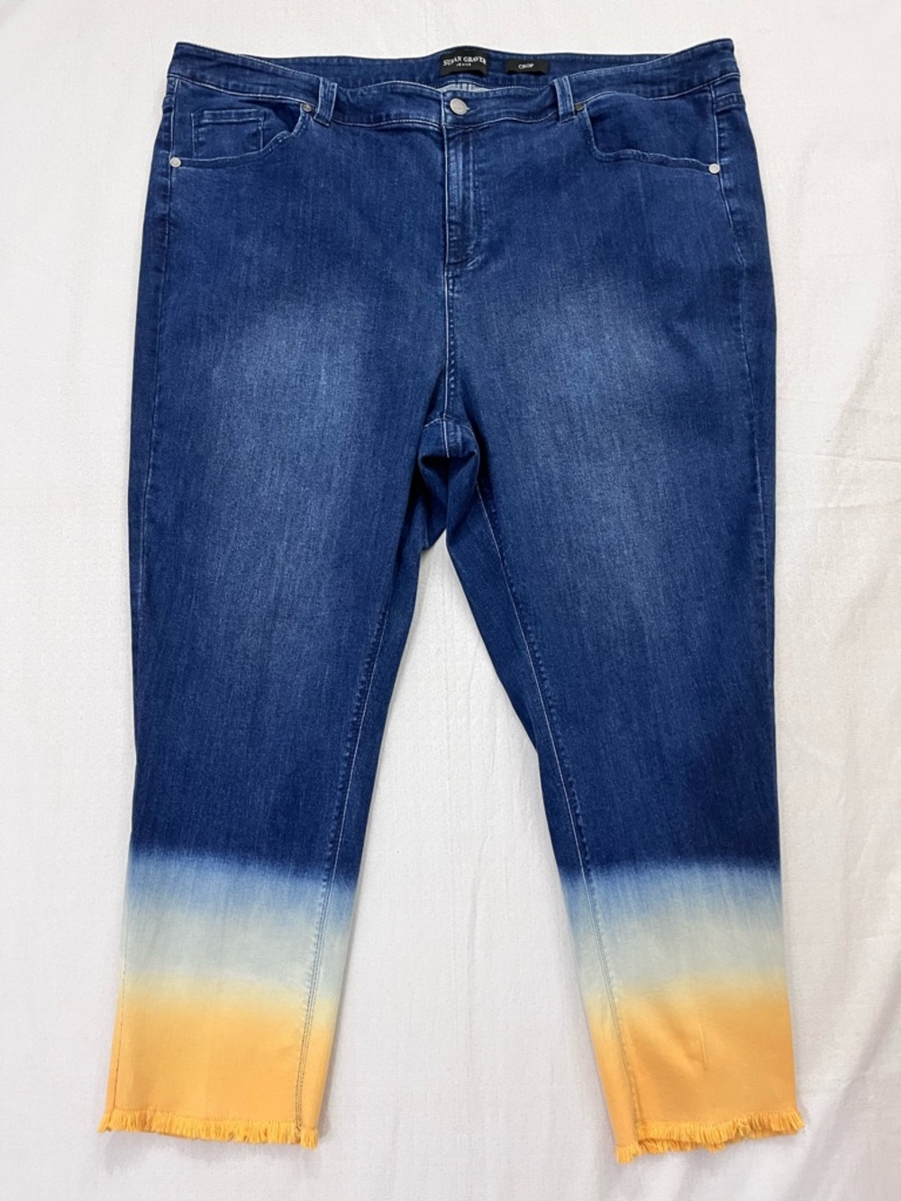 Susan Graver Ombre dip-dye Crop Jeans size 24W